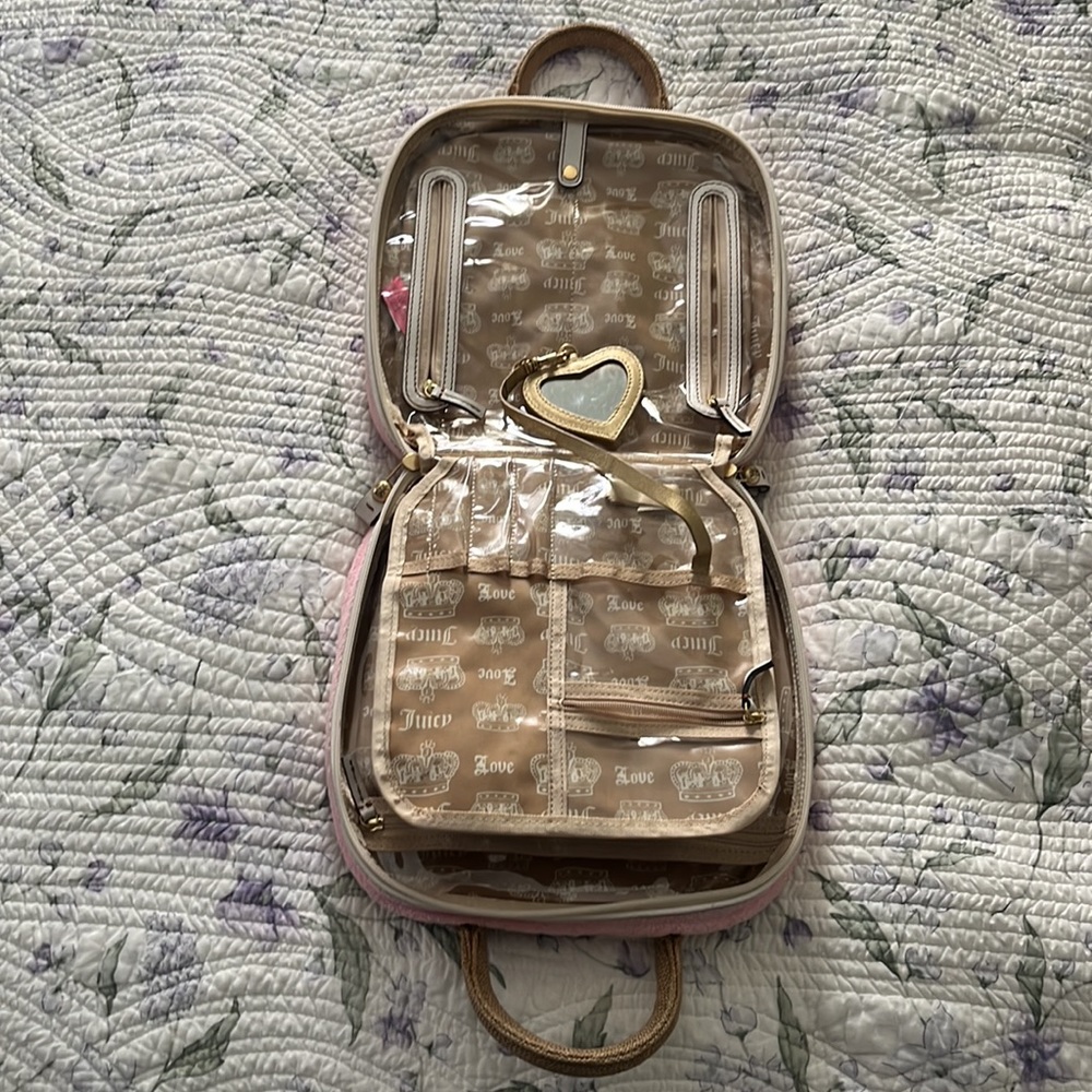 Vintage RARE Juicy Couture light pink terry/raffia make up bag/purse. - Picture 7 of 12